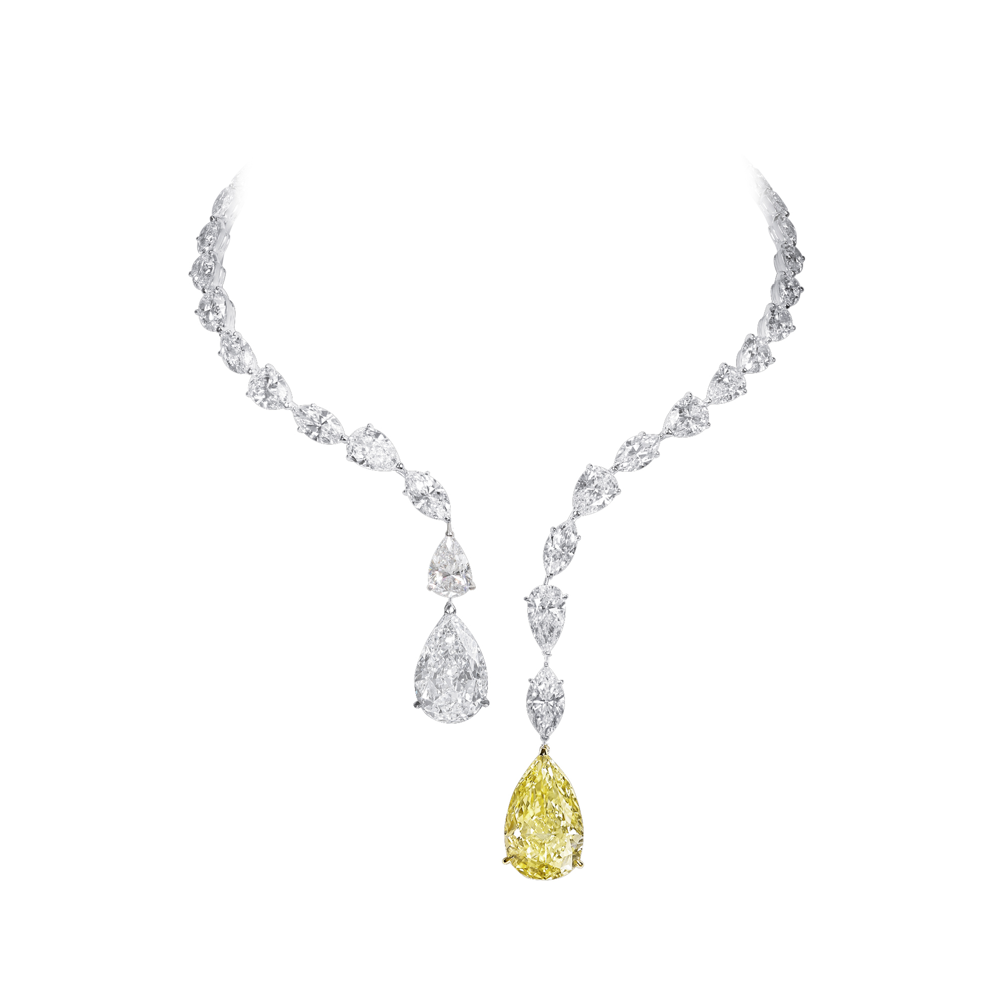 White And Yellow Diamond Pendant Necklace Moussaieff Moussaieff