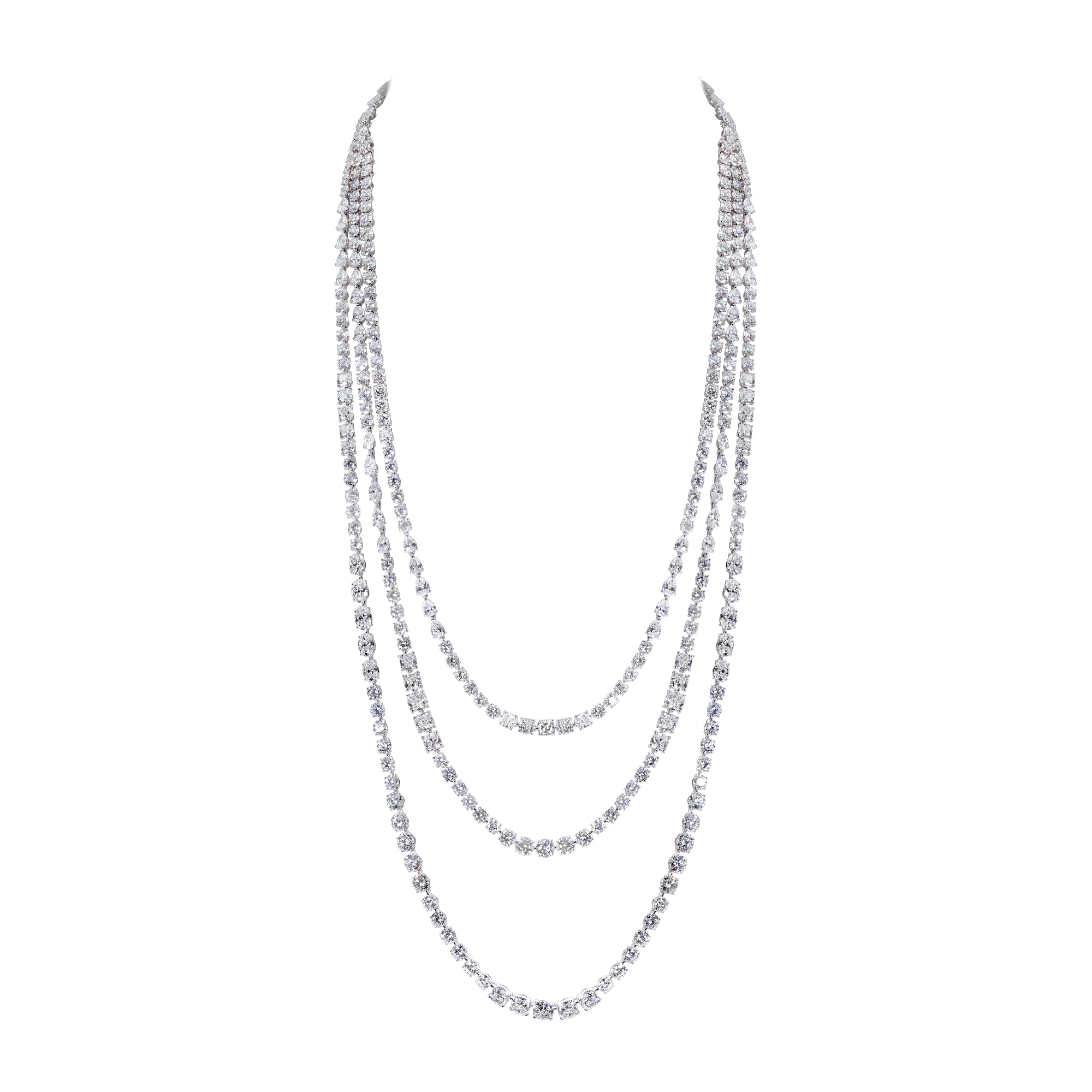 Diamond Triple Row Long Chain Necklace - Moussaieff