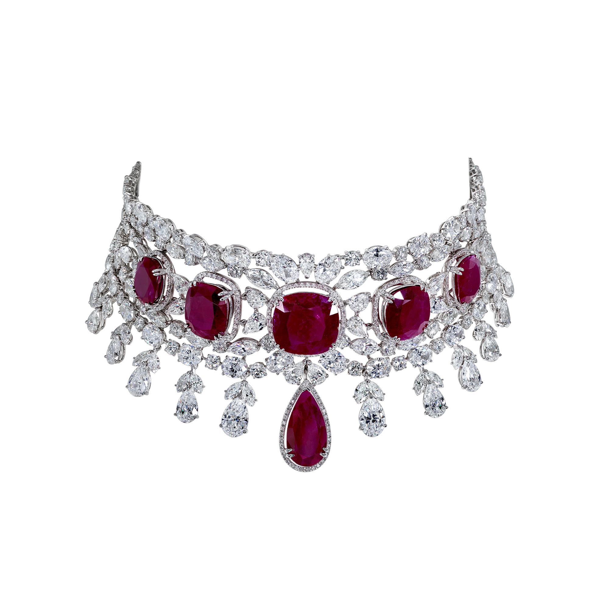 Diamond And Ruby Choker Necklace Moussaieff Moussaieff