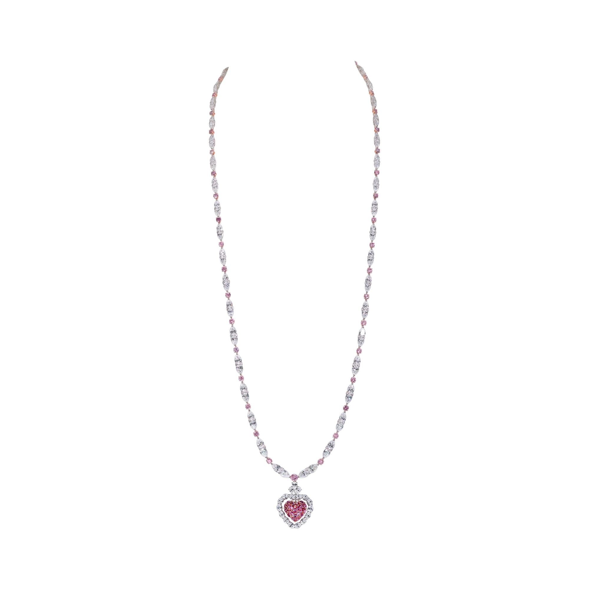 White and Pink Diamond Necklace and Pendant - Moussaieff