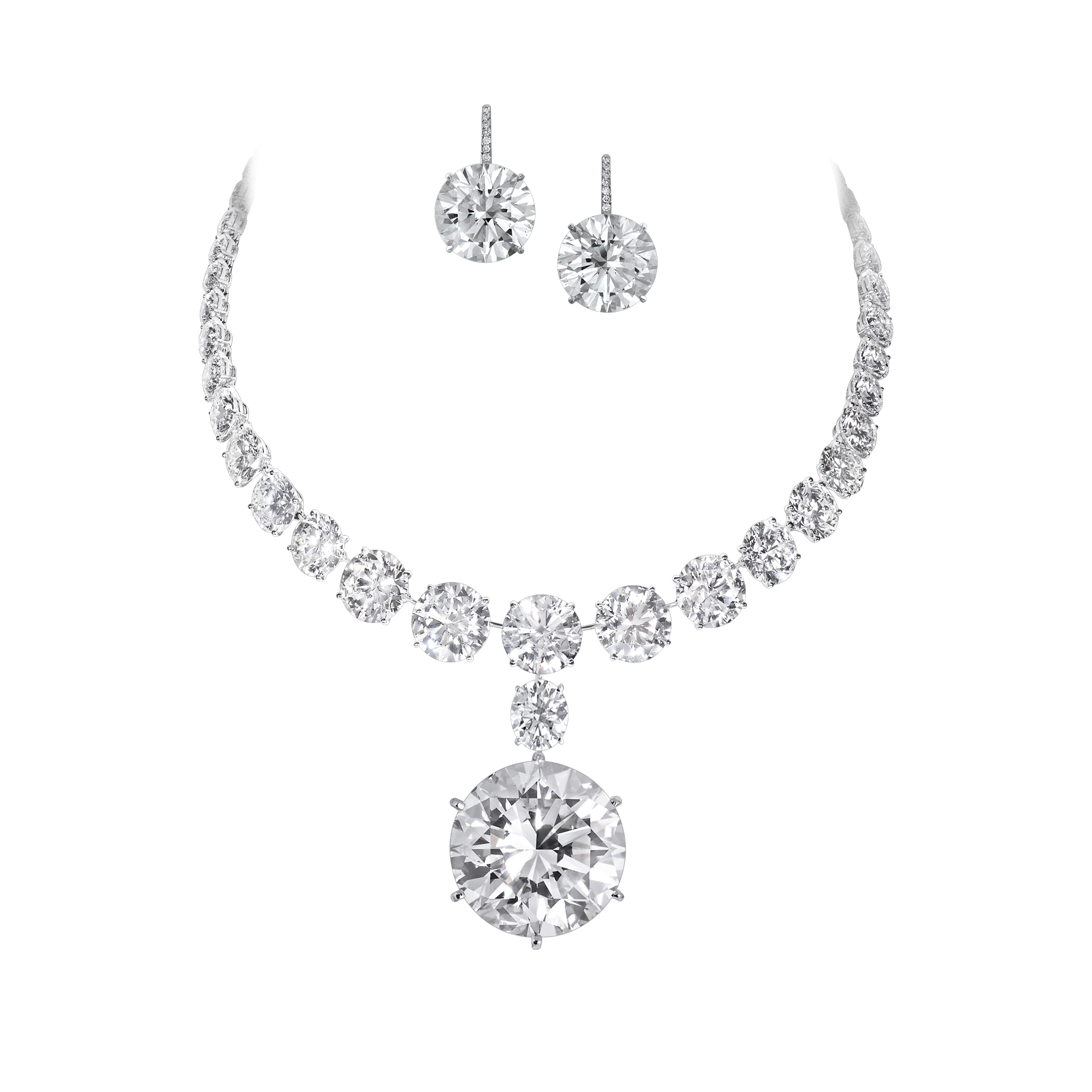 Diamond Pendant Necklace and Earrings Moussaieff Moussaieff